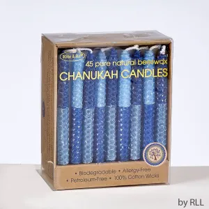 Chanukah Candles,handrolled Honeycomb Beeswax,blue,45/paper Box