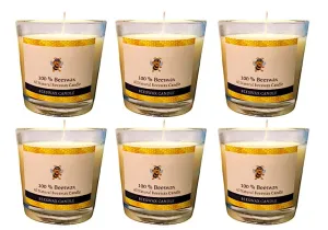 Floish Decor Premium Votive Glass Candle | Home Decor Candle | Candle Gift Set (Bees Wax - Unscented, Pack of 6)