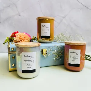 KHATTE MEETHE DESIRES Amphora Luxe Scented Jar Candles for Diwali & Christmas Home Decoration & Celebration Jasmine, Frangipani & Orange-Cinnamon Fragrance Best for Gifting Set of 3 Piece