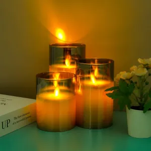 Kuber Industries LED Candles for Home Decoration|Battey Operated|Flameless Yellow Light|Safe & Easy to Maintain|Diwali Lights for Home Decoration, Other Festivities & Parties|Pack of 3|B0-004D|Gray