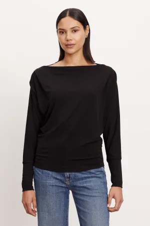 BESS MATTE JERSEY LONG SLEEVE TOP - VELVET