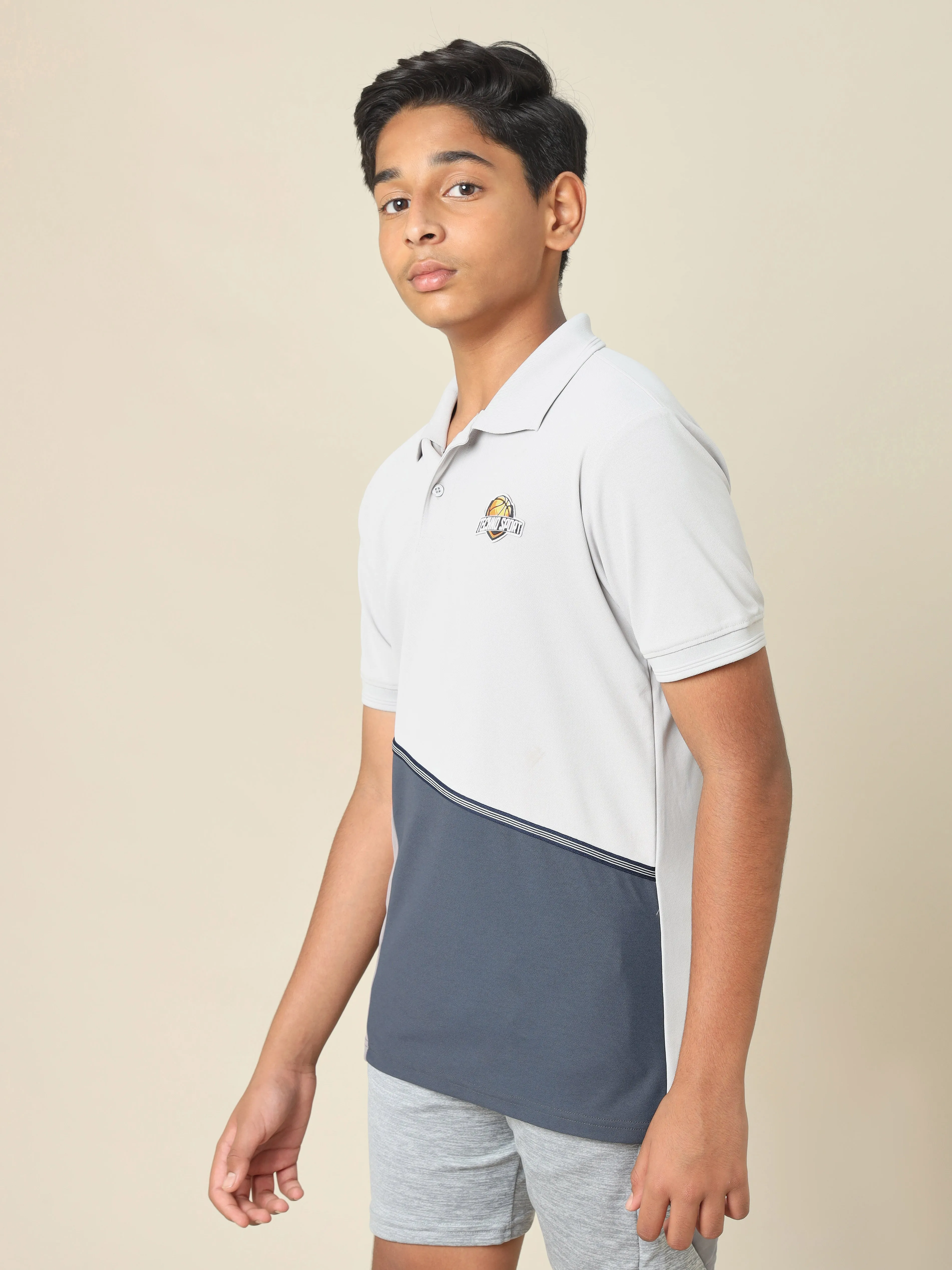 Boys Colorblock Slim Fit Polo T-shirt with MATPIQ