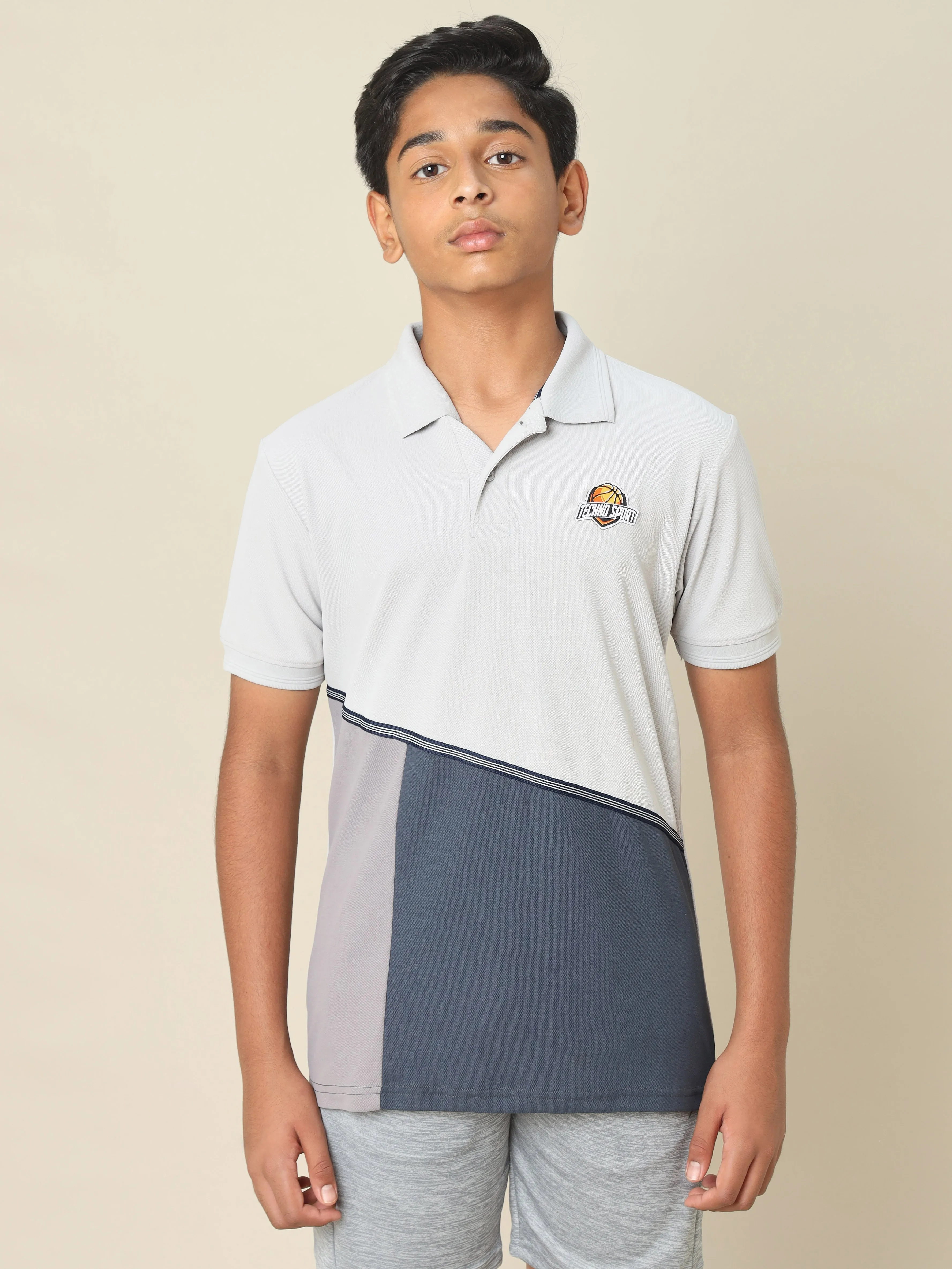 Boys Colorblock Slim Fit Polo T-shirt with MATPIQ