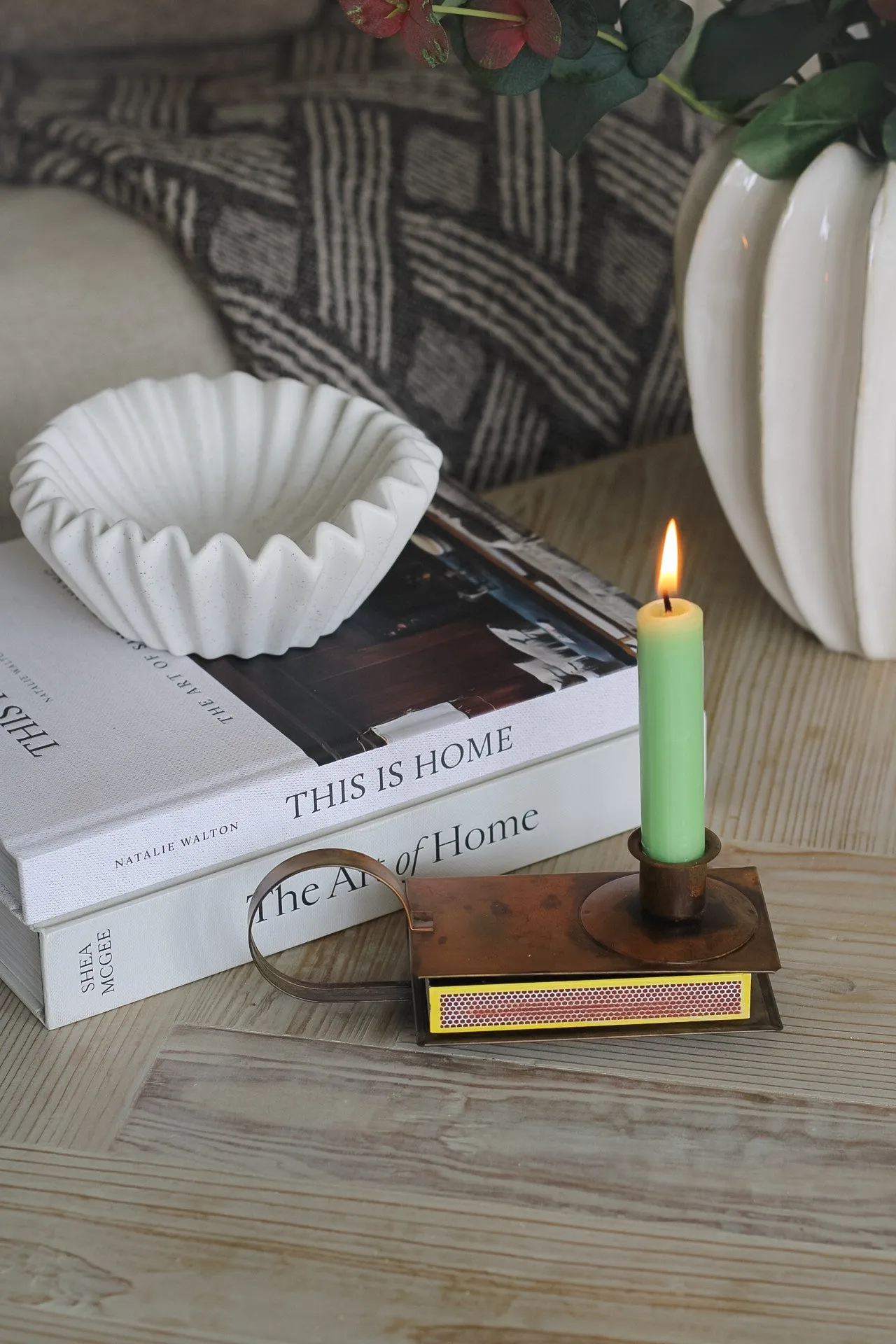 Brass Matchbox Cover and Candle Holder