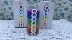 ELEGANTE HOMEZ Chakra Glass Candle for Home Decorations Aroma Therapy Candles for Birthday Anniversary (Pack of 2)