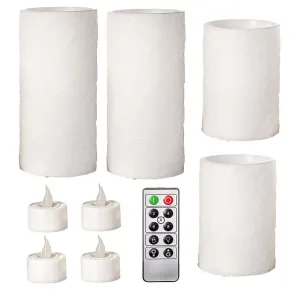 Embossed LED Candle Set with Remote, 9pk