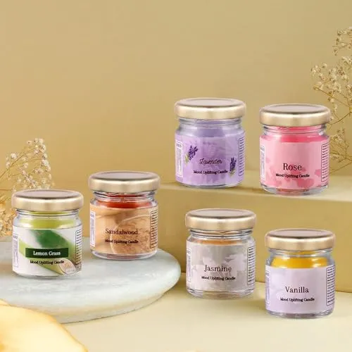 Floish Decor Premium Scented Mood Uplifting Mini Jar Candles Set | Home Decor Candles | Scented Candles Gift Set (Pack of 24)