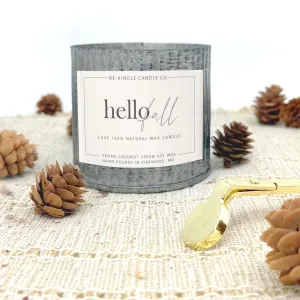 Hello Fall Candle in Rustic Tin - Apple, Cinnamon, Vanilla - Autumn Scent