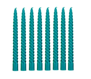 LUCES Paraffin Wax Turquoise Spiral Candles Stick Taper Smokeless Dripless Scented Twisted for Party Home Dinner Table Decor Set of 8 Burn Time 8 Hour