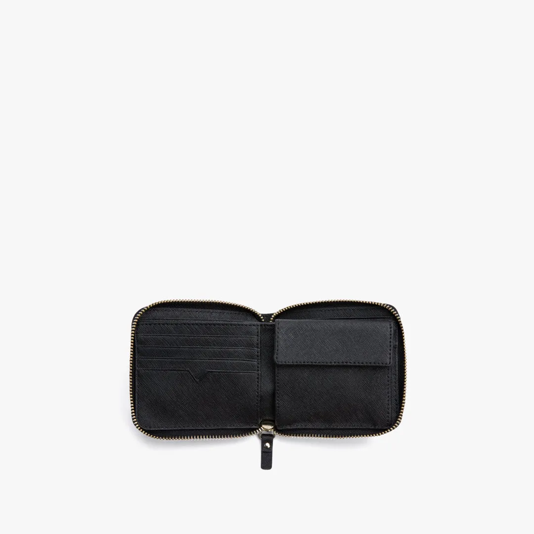 Mallorca Small Wallet - Saffiano Leather - Black / Gold / Grey