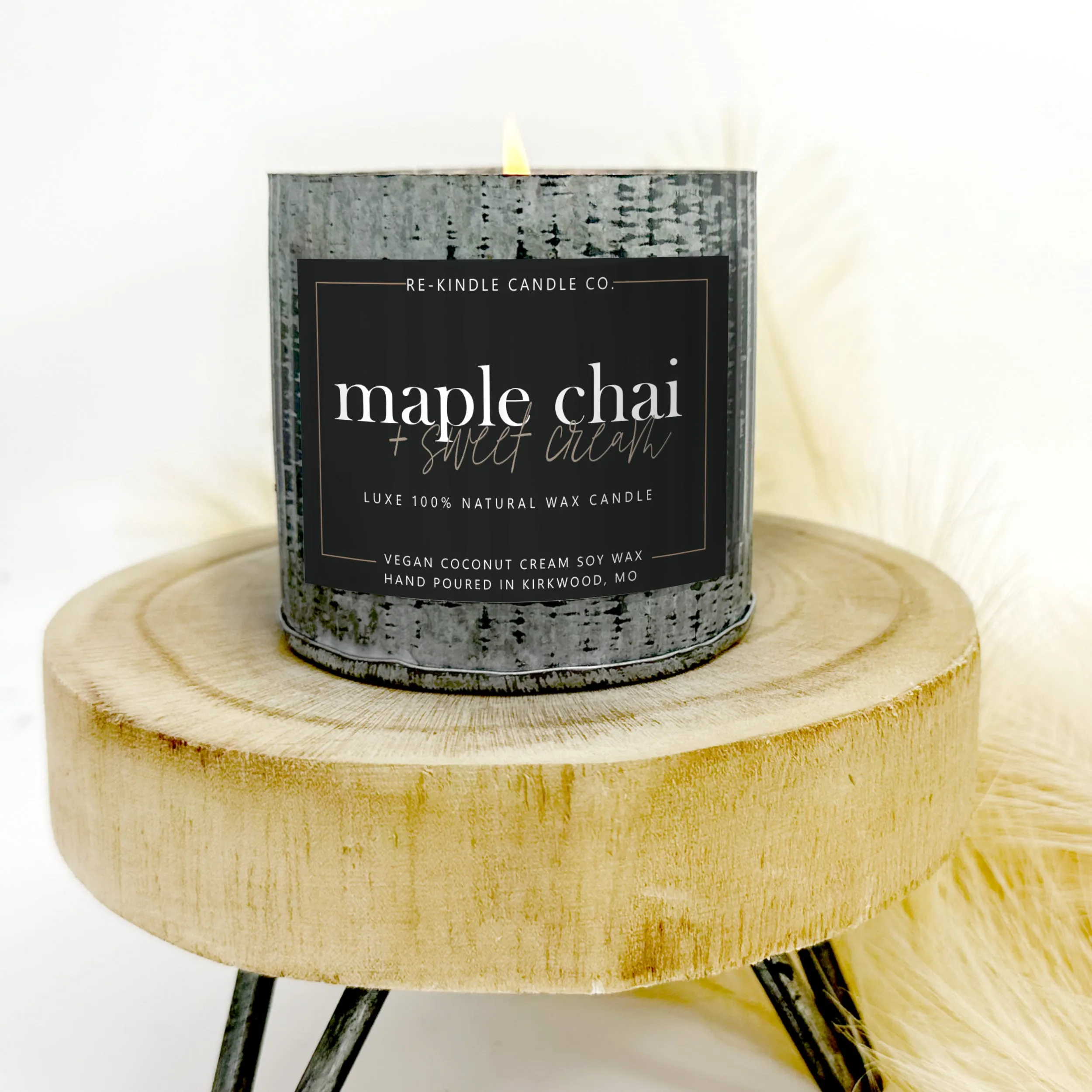 Maple Chai Rustic Tin Vegan Organic Candles