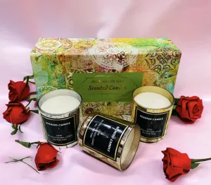 RJKART Magnetic Gift Box with 3 Glass Jar Aroma Therapy Candles for Home Decorations (Multicolor)