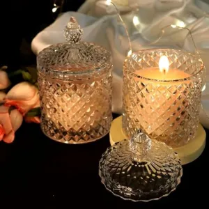 Ruya's Handcrafts Bella Crystal Jar Double Wick Tiger Eye Stone | Revealing Delightful Surprises Every Flicker Therapy Candles | Healing Light Candles (Maker's Choice)