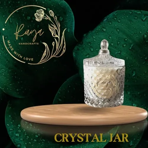 Ruya's Handcrafts Bella Crystal Jar Double Wick Tiger Eye Stone | Revealing Delightful Surprises Every Flicker Therapy Candles | Healing Light Candles (Maker's Choice)