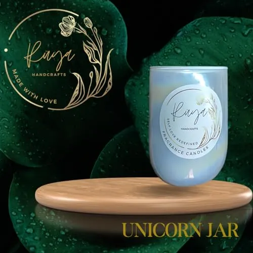 Ruya's Handcrafts Serinity Unicorn Jars Double Wick Citrine Stone | Revealing Delightful Surprises Every Flicker Therapy Candles | Money Magnet Candles (Maker's Choice)